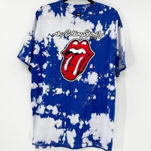 The Rolling Stones Blue and White Tie-Dye Tee